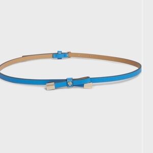 kate spade Blue Leather Bow Skinny Belt